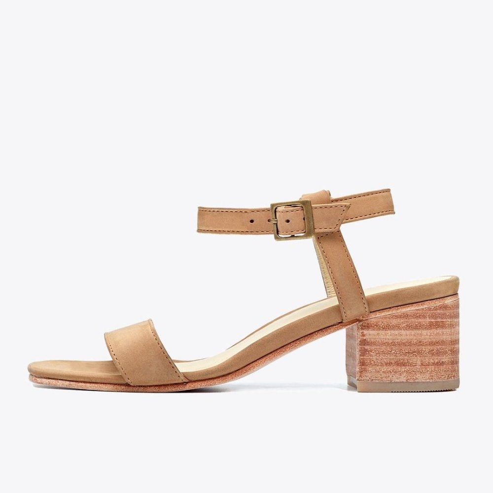 Nisolo Lucia Block Heel Sandal Sand, Sz 7.5